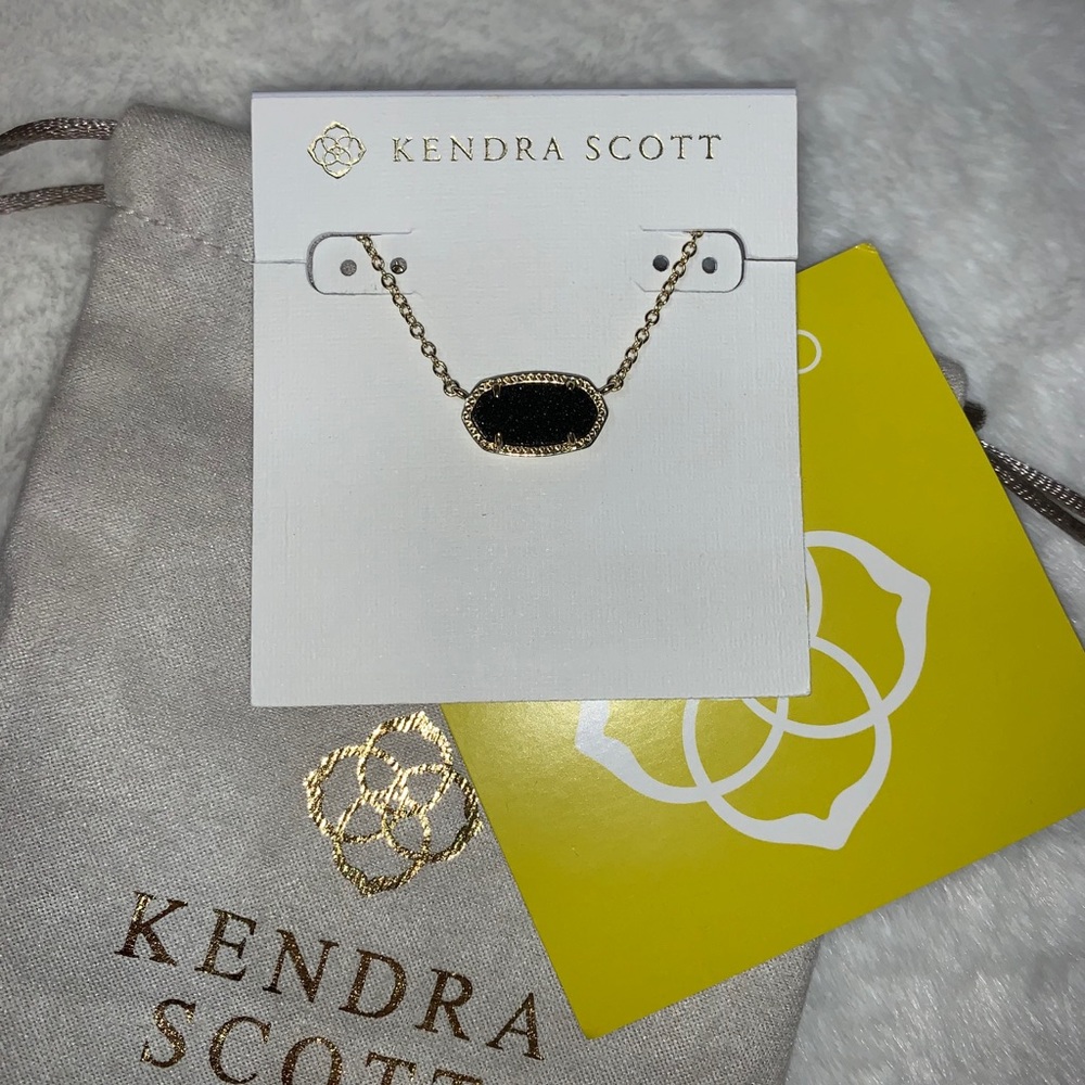 NWT Kendra Scott Elisa Gold & Black Drusy Necklace